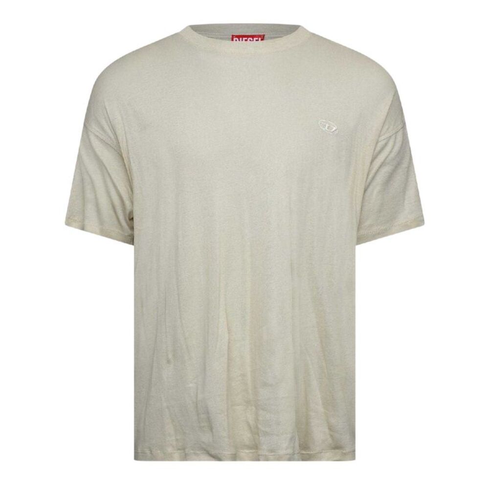 Diesel Mens Embroidered Logo T-Shirt / Gravel